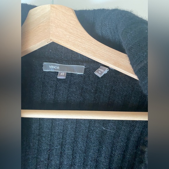 Vince Black Ribbed Wool Open Cardigan Size XS - Picture 3 of 3